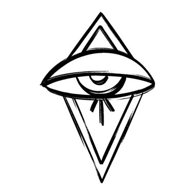 Doodle Eyes el çizimi set. Mistik Semboller Boho koleksiyonu. Uğursuz Göz, Hilal Ay ve kristaller sanat.