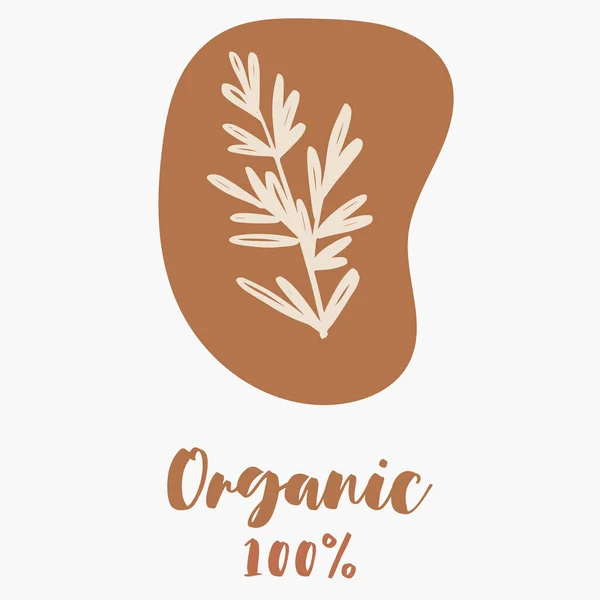 Delicate tangan ditarik logos organik dan ikon untuk ekologi, pasar pangan pertanian, hidup sehat dan restoran makanan lokal atau label kosmetik organik. - Stok Vektor