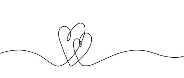 Kärlek hand dras kontinuerlig kalligrafi. Modern bläck bokstäver banner eller gratulationskort mall. — Stock vektor