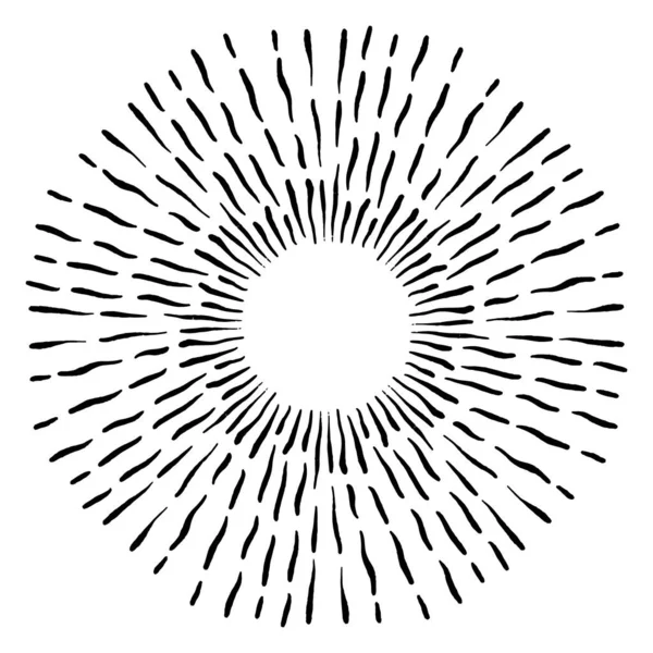 Light rays sunburst, hand drawn retro Sunbeam, grunge explosion element. Vintage linear radial design frame. — Wektor stockowy