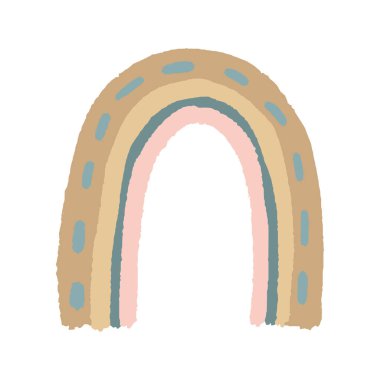 Vector Baby Pastel Rainbow. Cute Nursery Doodle Illustration. Hand Drawn Design Element for Scandinavian Wallpaper and Kids Print.