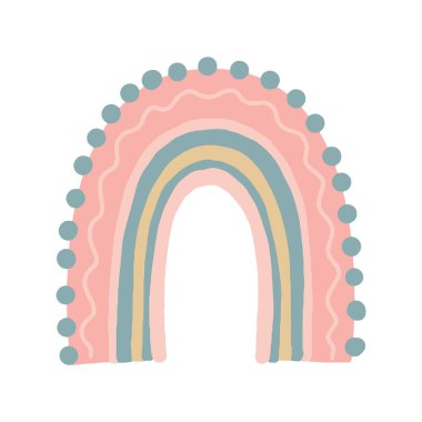 Vector Baby Pastel Rainbow. Cute Nursery Doodle Illustration. Hand Drawn Design Element for Scandinavian Wallpaper and Kids Print.