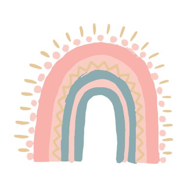 Vector Baby Pastel Rainbow. Cute Nursery Doodle Illustration. Hand Drawn Design Element for Scandinavian Wallpaper and Kids Print.