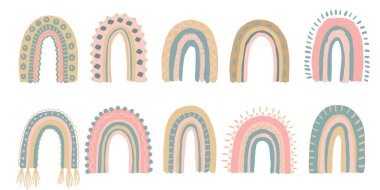 Vector Baby Pastel Rainbow. Cute Nursery Doodle Illustration. Hand Drawn Design Element for Scandinavian Wallpaper and Kids Print.