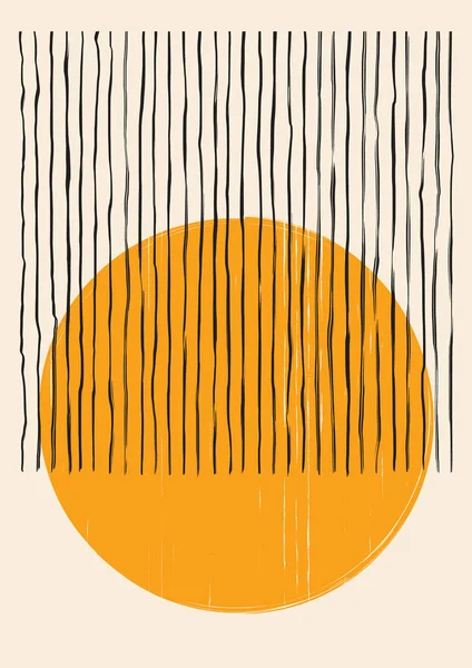 Minimalist 20 'li yaşlarda Bauhaus stili soyut besteler. El Boyalı Orta-Yüzyıl Geometrik Duvar Dekorasyonu.