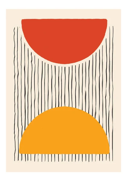 Minimalist 20 'li yaşlarda Bauhaus stili soyut besteler. El Boyalı Orta-Yüzyıl Geometrik Duvar Dekorasyonu.