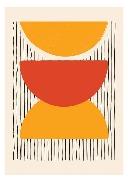 Minimalist 20 'li yaşlarda Bauhaus stili soyut besteler. El Boyalı Orta-Yüzyıl Geometrik Duvar Dekorasyonu.