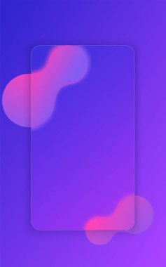 Cam morfizm tarzı modern UI şablonu. Metin ve bulanık şekiller için yeri olan şeffaf gizem veya çerçeve. Ağ ve arayüzler için mor gradyan plastik plaka. Vektör illüstrasyonu