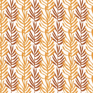 Saf el çizimi yaprakları olan tekstil ve duvar kağıtları için kusursuz desen. Matisse tarzı organik elementler. Vektör illüstrasyonu