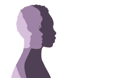 Çok ırklı insanlar. Farklı kültür ve ırksal çeşitliliğe sahip bir grup insan. Çok kültürlü, soyut insanlar. Vektör illüstrasyonu