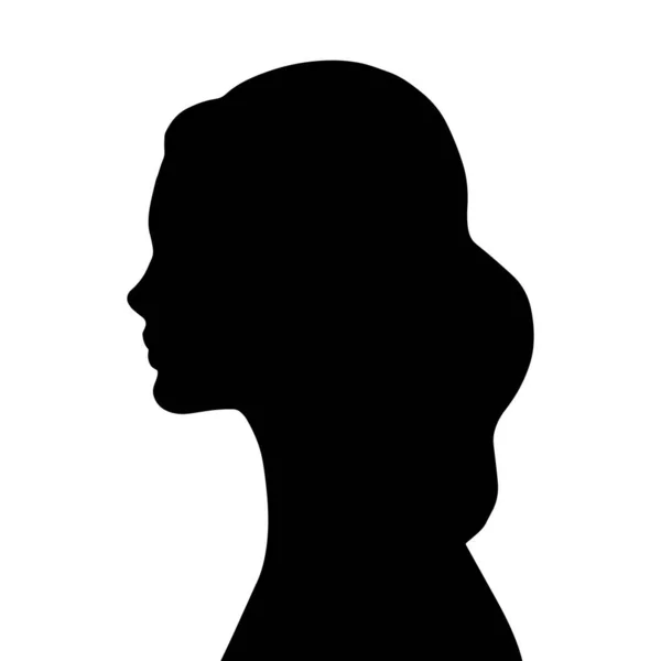 Donna Head Black White Vector Silhouette Bella Ragazza Alla Moda — Vettoriale Stock