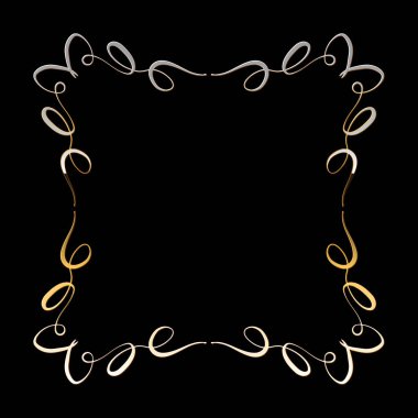 Yazı için altın kaligrafik çerçeve. Basit, zarif, parlak tasarım elementi. Vektör illüstrasyonu