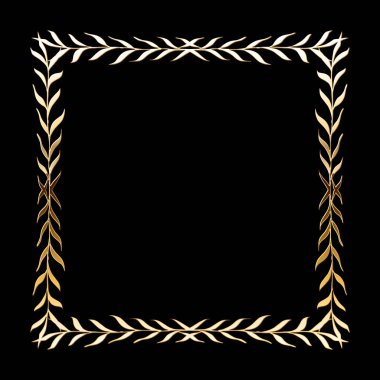 Lüks altın çerçeve. Süslü, parlak altın dekoratif tasarım elementi. Vektör illüstrasyonu