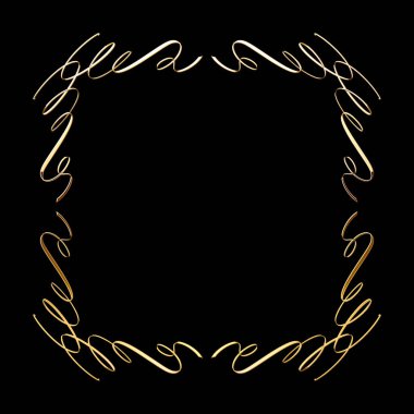 Yazı için altın kaligrafik çerçeve. Basit, zarif, parlak tasarım elementi. Vektör illüstrasyonu