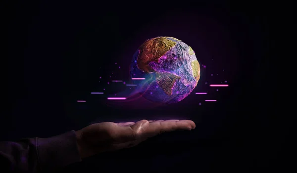 Világtechnológiai Koncepciók Globális Hálózat Adatcsere Világszerte Távközlés Pénzügy Tárgyak Internete — Stock Fotó