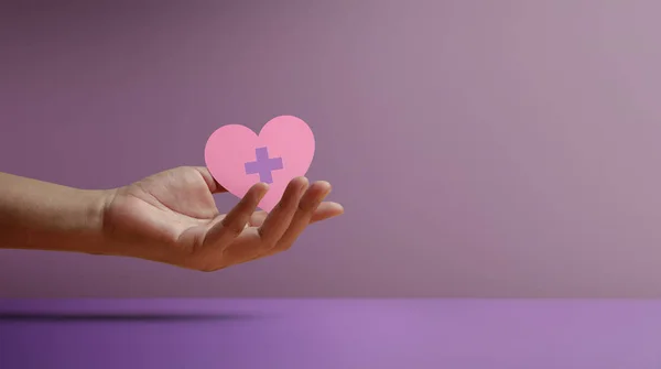 Concetti Donazione Mani Volontariato Tenere Una Forma Cuore Con Segno — Foto Stock