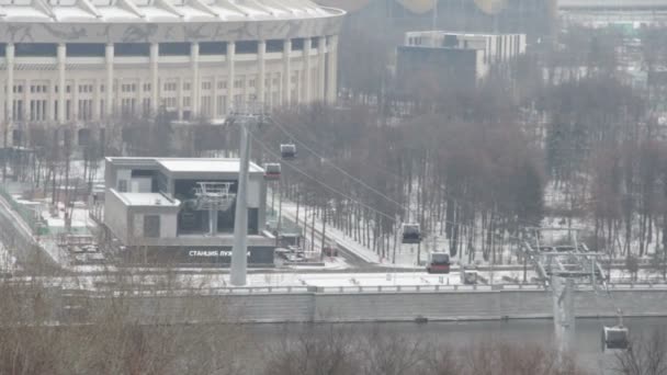 Moskva River Cable Car. aerial lift in — Stock Video