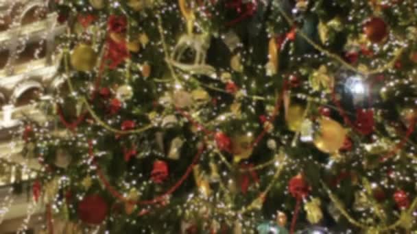 Размытая абстрактная елка на фоне Нового года — стоковое видео
