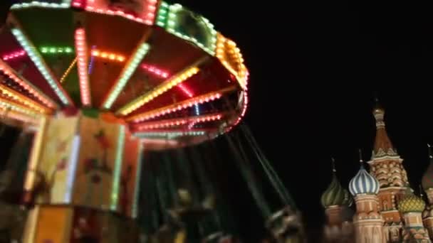 Big carousel on the Red Square in — Stock Video