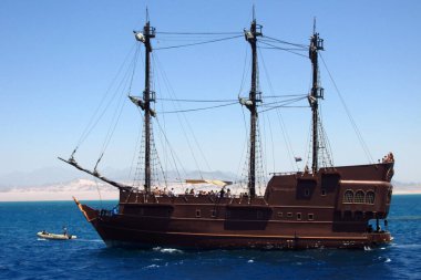 Pleasure pirate yacht Black Pearl in the Red Sea. South Sinai. Egypt. 2021