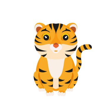   Beyaz arka planda izole edilmiş komik kaplanın vektör çizimi