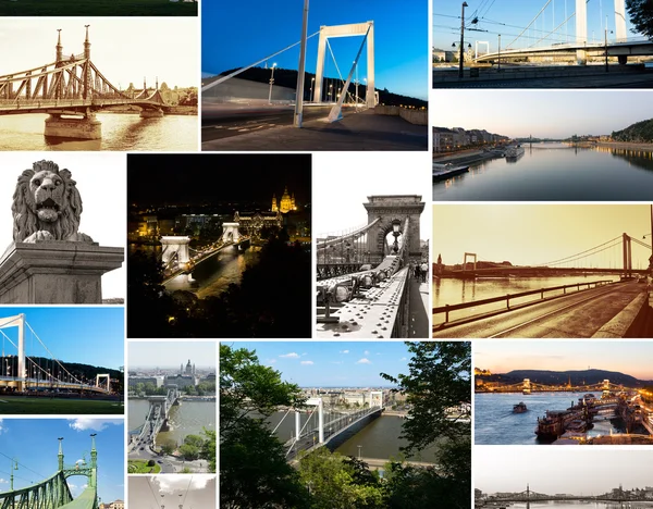 Collage multishot de puentes de Budapest —  Fotos de Stock