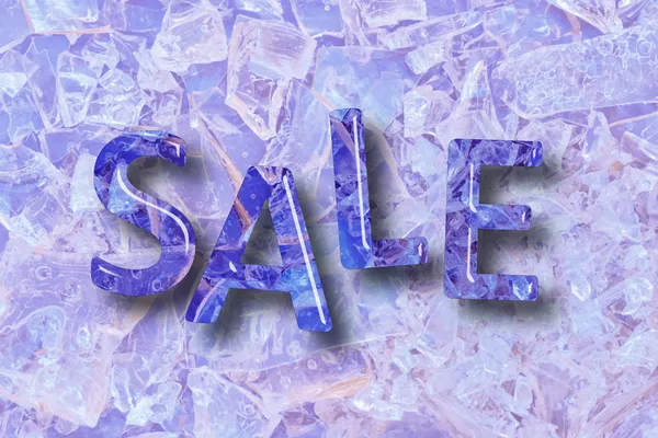 Kristall Verkauf Wort auf Kristall Hintergrund lizenzfreie Stockbilder