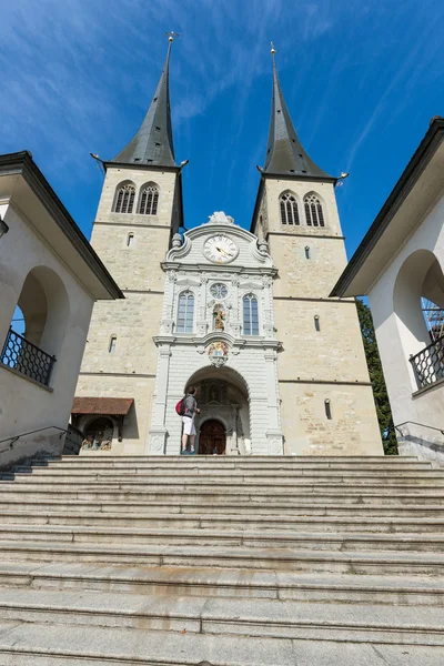 Hofkirche, luzern, schweiz — Stockfoto