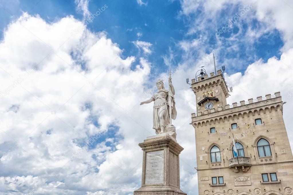 Liberty statue and public palace, San Marino republic,