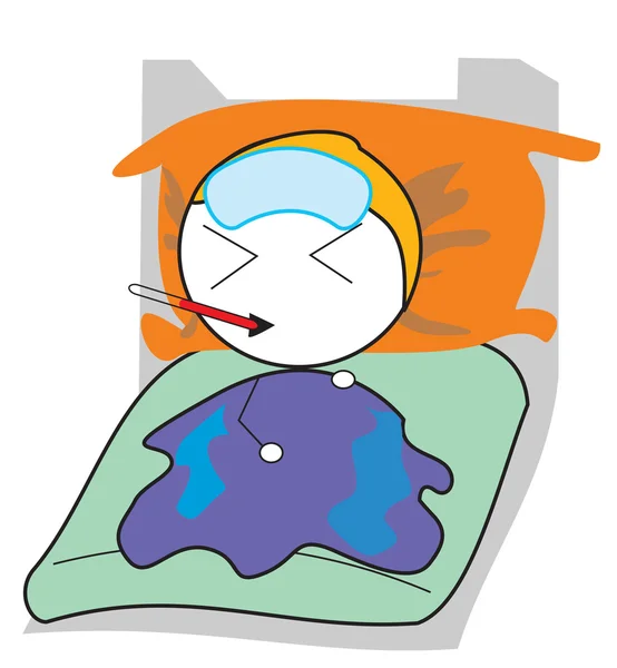 Niño dormir enfermo — Archivo Imágenes Vectoriales