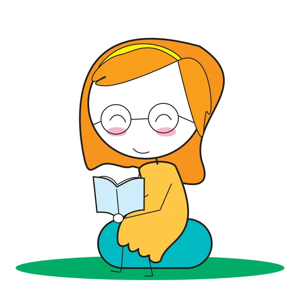 Mädchen lesen Buch — Stockvektor