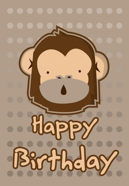 Birthday card with illustration cute monkey — Stock Vector
