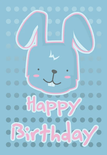 Birthday card with illustration cute rabbit — Stock Vector