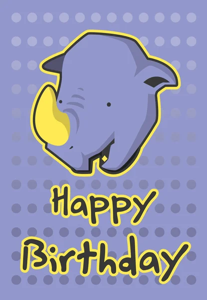 Birthday card with illustration cute rhinoceros — Stock Vector