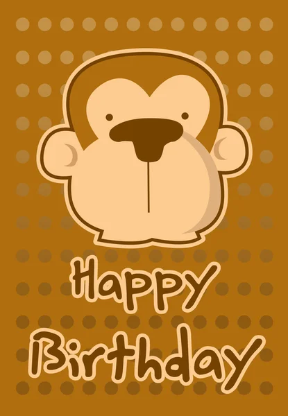 Birthday card with illustration cute monkey — Stock Vector