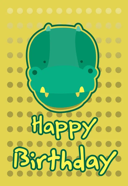 Tarjeta de cumpleaños con ilustración cocodrilo lindo — Vector de stock