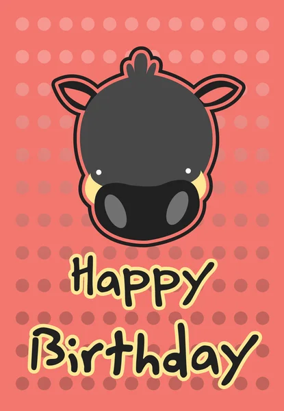 Birthday card with illustration cute wild boar — Stock Vector