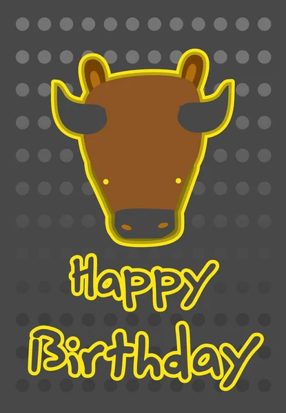 Birthday card with illustration cute buffalo — Stock Vector