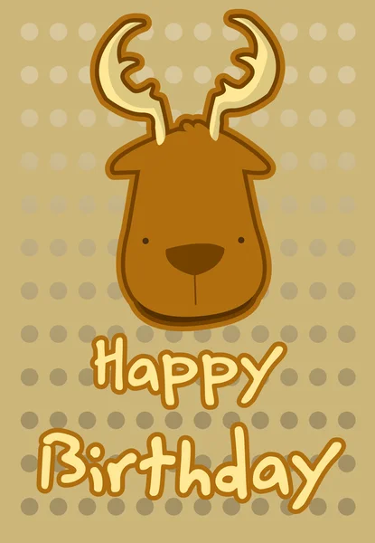 イラストかわいい鹿と誕生日カード — ストックベクタ