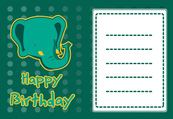 Cute elephant birthday card — Stock Vector