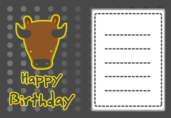 Cute buffalo birthday card — Stock Vector