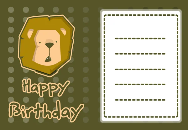 Cute lion birthday card — Stock Vector