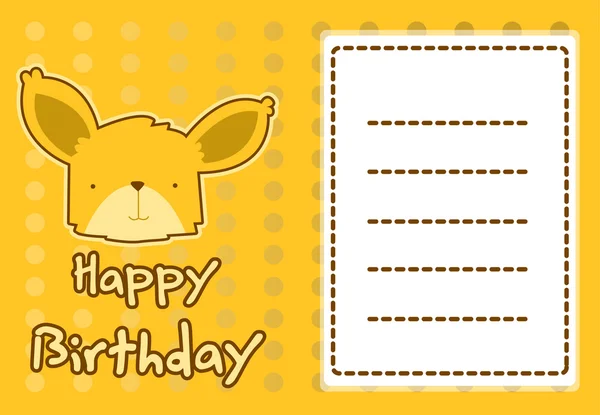 Tarjeta de cumpleaños con ilustración lindo zorro — Vector de stock