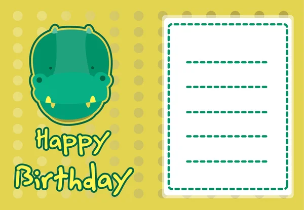 Birthday card with illustration cute crocodile — Stock Vector