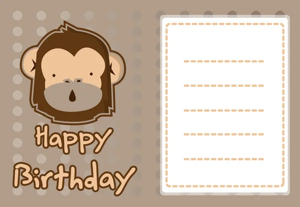 Birthday card with illustration cute monkey — Stock Vector