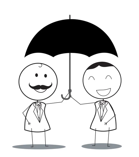 Businessman with umbrella teamwork — Stock Vector