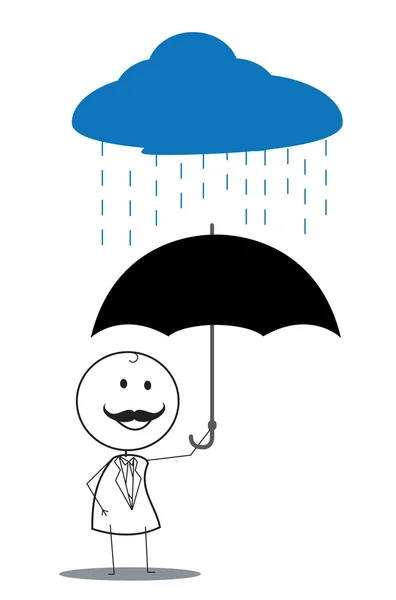 Businessman umbrella rain — Stock Vector