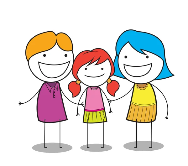 快乐的女孩家庭 — 图库矢量图片