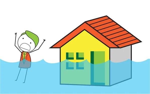 Maison inondation — Image vectorielle