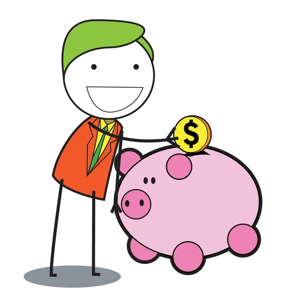 Man piggy bank — Stock Vector